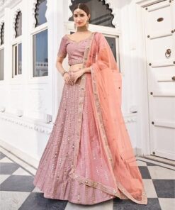Women Designer Rose Pink Wedding Lehenga