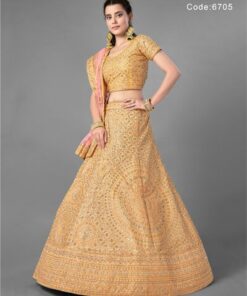 Women Yellow Embroidered Bridal Lehenga