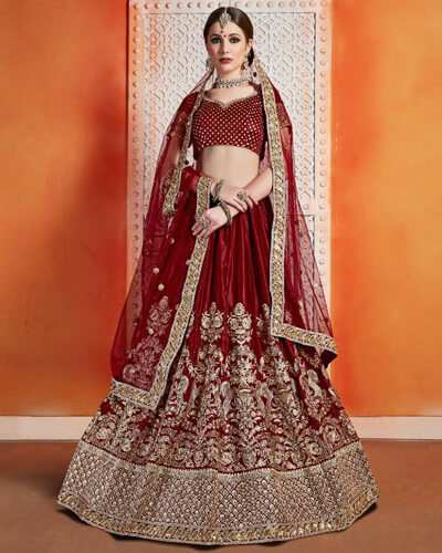 Women Designer Embroidered Wedding Wear Lehenga Choli