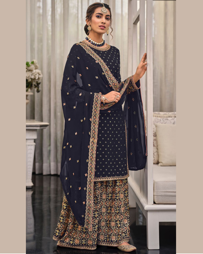 EBA D.NO 1448 INDIAN WOMEN HAEVY EMBROIDERY PARTY WEAR PALAZZO SUIT
