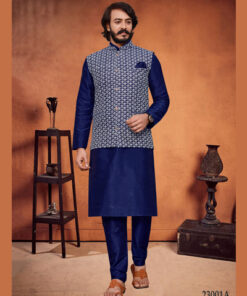 OUTLOOK D.NO 23001A INDIAN TRADITIONAL EMBROIDERED FESTIVAL WEAR MENS KURTA PAJAMA WITH JACKET