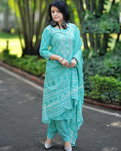 Buy Jaipur Kurti Green Printed Straight Thread and lace work Kurta with Pant  Online.