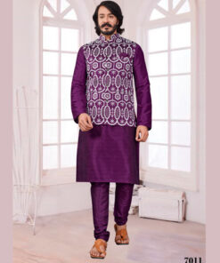 OUTLOOK D.NO 7011 INDIAN TRADITIONAL FESTIVAL WEAR MENS KURTA PAJAMA WITH JACKET SET