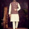 OUTLOOK D.NO 97012 INDIAN TRADITIONAL FESTIVAL WEAR MENS KURTA PAJAMA WITH JACKET SET