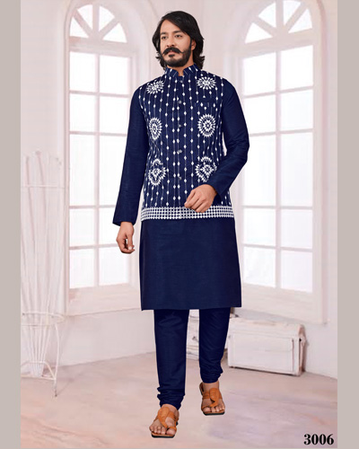 OUTLOOK D.NO 3006 INDIAN TRADITIONAL FESTIVAL WEAR MENS KURTA PAJAMA WITH JACKET SET