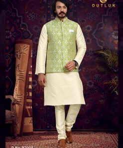 OUTLOOK D.NO 97004 INDIAN TRADITIONAL FESTIVAL WEAR MENS KURTA PAJAMA WITH JACKET SET