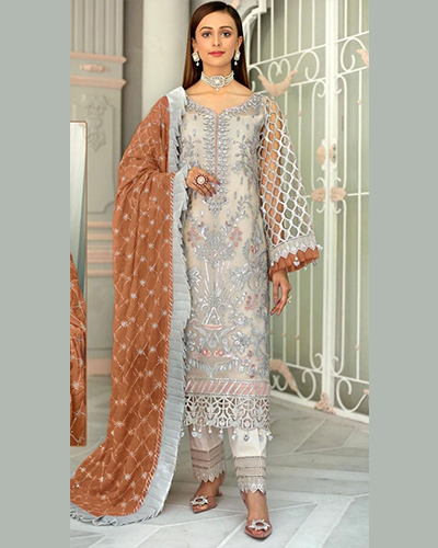 RAMSHA D.NO R-534 INDIAN WOMEN HEAVY EMBROIDERED PARTY WEAR GEORGETTE PAKISTANI PANT SUIT