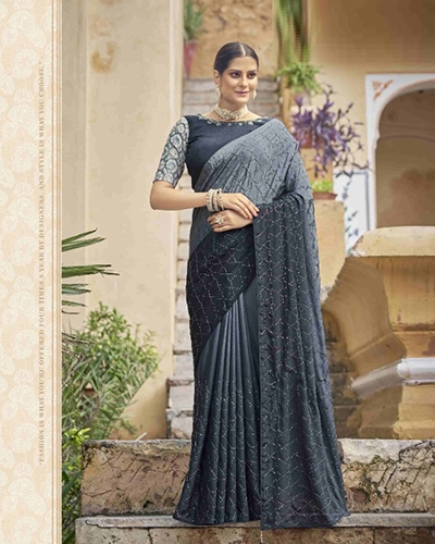 SHUBHVASTRA D.NO 5421 INDIAN WOMEN SEQUINS EMBROIDERED PARTY WEAR DESIGNER SAREE COLLECTION