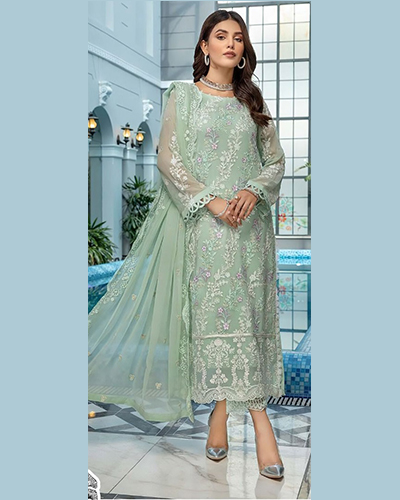 ZAHA D.NO 10082 INDIAN WOMEN HEAVY EMBROIDERED PARTY WEAR GEORGETTE PAKISTANI PANT SUIT