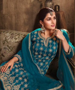 VINAY D.NO 40472 INDIAN WOMEN HEAVY EMBROIDERY PARTY WEAR SILK GEORGETTE SHARARA SUIT COLLECTION