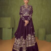 SAYUTI PRESENTS VIOLET D.N0 5205 INDIAN WOMEN THREAD EMBROIDERY PARTY WEAR DESIGNER ANARKALI GOWN SUIT