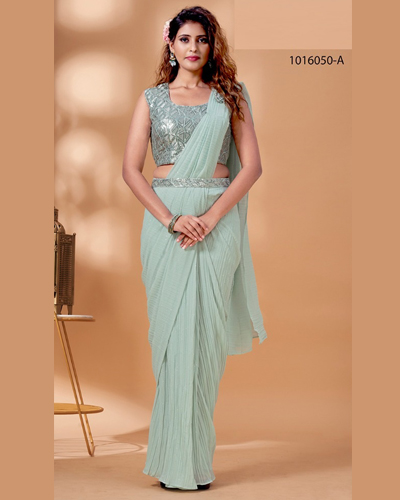 AMOHA D.NO 1016050 INDIAN WOMEN IMPORTED CRUSH GEORGETTE READY TO WEAR DESIGNER SAREE