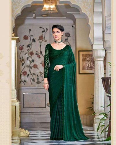 TFH D.NO 7408 INDIAN WOMEN HAEVY EMBROIDERY PARTY WEAR DESIGNER SILK SAREE
