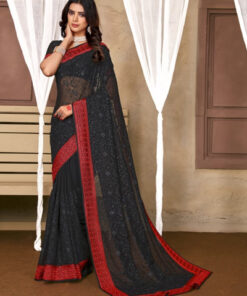 NARI FASHION D.NO 1556 INDIAN WOMEN HEAVY EMBROIDERY PARTY WEAR GEORGETTE SAREE