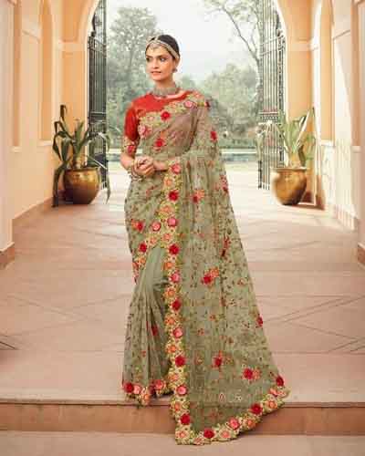 Sharara Dress Green Net Fabric